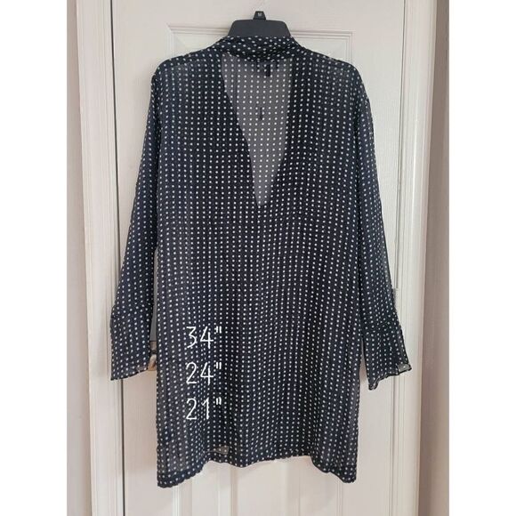 Theory Silk Chiffon Neck Tie Diamond Print Dress 6 - Picture 3 of 10